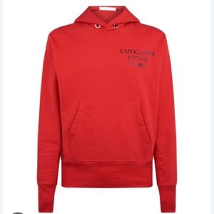 Helmut Lang hoodie in red featuring "L'Apocalypse Joyeuse 1986"